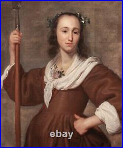 17th Century Dutch Old Master Portrait Of A Lady As Diana Salomon de Bray