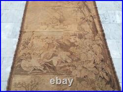 19th Century Antique French Medieval Pictorial Large Tapestry Home Decor 4x7 ft