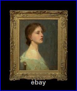 19th Century Newlyn School Side Profile Portrait Of A Young Girl ROBERT ANDREW