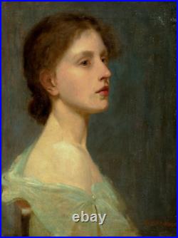 19th Century Newlyn School Side Profile Portrait Of A Young Girl ROBERT ANDREW