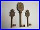 3 x Large Antique Brass / Bronze Keys Portugal City Coat Of Arms 19th Century