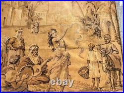 4x9 19th Century Antique French Medieval Pictorial Large Size Tapestry 4x4 ft