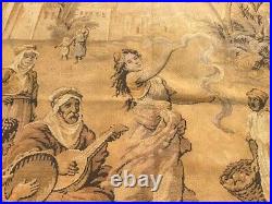 4x9 19th Century Antique French Medieval Pictorial Large Size Tapestry 4x4 ft