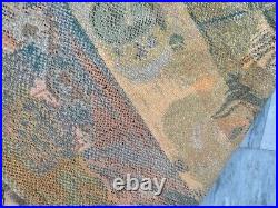 4x9 19th Century Antique French Medieval Pictorial Large Size Tapestry 4x6 ft