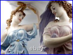 ANTIQUE Large Pair of 19th Century French Paris Porcelain LADY FIGURES