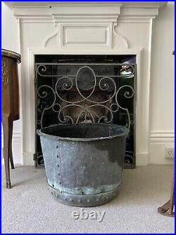 A Large 52cm 19th Century Riveted Copper with Verdigris and drainage holes