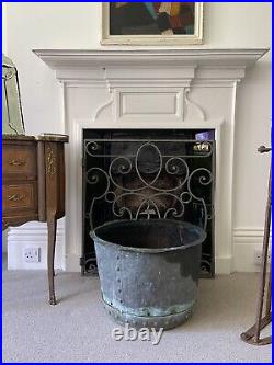 A Large 52cm 19th Century Riveted Copper with Verdigris and drainage holes