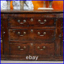 Antique 17th Century Oak Dresser Base Large Rustic