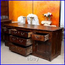 Antique 17th Century Oak Dresser Base Large Rustic