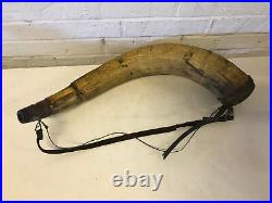 Antique 18th / 19th Century Large Powder Horn with Leather Strap 22 1/2 Long