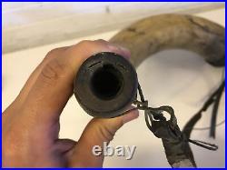 Antique 18th / 19th Century Large Powder Horn with Leather Strap 22 1/2 Long