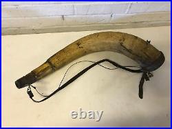 Antique 18th / 19th Century Large Powder Horn with Leather Strap 22 1/2 Long