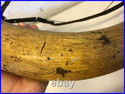 Antique 18th / 19th Century Large Powder Horn with Leather Strap 22 1/2 Long