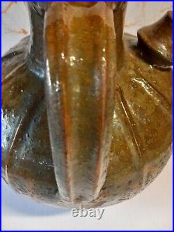 Antique 18th Century Large Heavy Terracotta Walnut Oil Jug With Side Handles