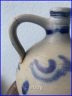 Antique 19th Century French Cobalt Decorated Jugs. X3 (small, medium & large)