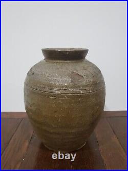 Antique 19th Century Large Glazed Chinese Rice Wine Storage Jar
