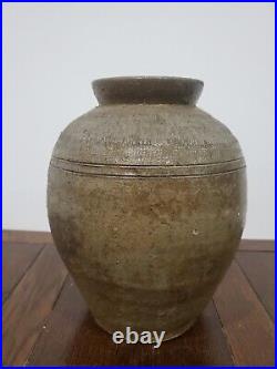 Antique 19th Century Large Glazed Chinese Rice Wine Storage Jar