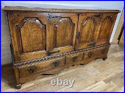 Antique 19th Century Large Oak Coffer Mule Chest. Delivery Available Most Areas
