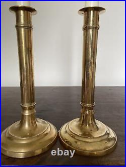 Antique 19th Century Large Pair Of VictorianBrass Candlesticks Candleholders