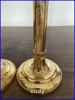 Antique 19th Century Large Pair Of VictorianBrass Candlesticks Candleholders