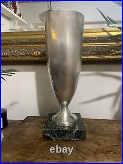 Antique 19th Century Large Silver Plated Trophy On Marble Plinth? 16 High