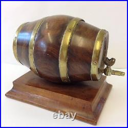 Antique 19th Century Large Treen Walnut Barrel Shape String Box 12cm