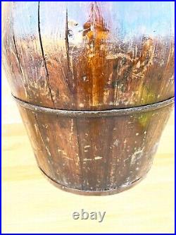 Antique 19th Century Large Wooden Chinese Rice Water Bucket