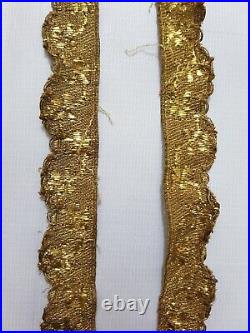 Antique 19th Century Metallic Golden Woven Braid 2 Reels Large 440x2 cm