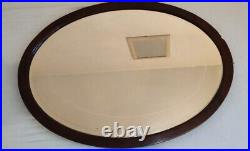 Antique 19th Century Victorian Large Oval Wooden Mirror 30 Inch Wide