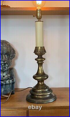Antique 20th Century Large Impressive Brass Candlestick Table Lamp 58cm H