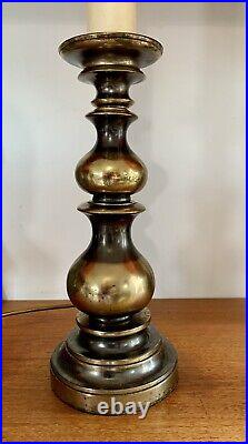 Antique 20th Century Large Impressive Brass Candlestick Table Lamp 64cm