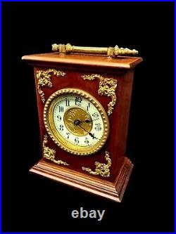Antique Carriage Clock French19th Century Circa 1870 Mantel Oak Ormolu Large