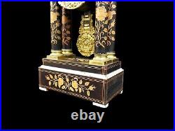 Antique Clock Boulle French Inlay Potico Clock 19th Century Large Mantel Clock