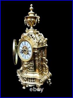 Antique Clock Bronze French 19th Century Ormolu Large Bell Striking Mantel Clock