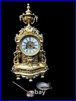 Antique Clock Bronze French 19th Century Ormolu Large Bell Striking Mantel Clock