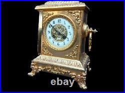Antique Clock Bronze French Large 19th Century Signed Japy Freres Mantel Clock