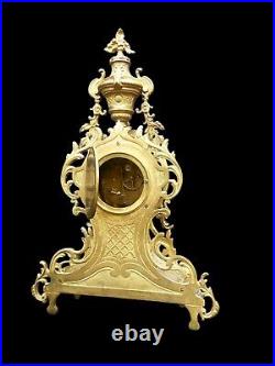 Antique Clock French Bronze Large Heavy 19th Century Bell Striking Mantel Clock