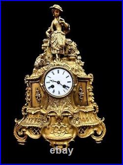 Antique Clock French Early 19th Century Large Ormolu Striking Signed Bronze 1830