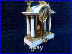 Antique Clock French Marble Large Rare Provenance 19th Century Ormolu Bronze