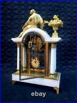 Antique Clock French Marble Large Rare Provenance 19th Century Ormolu Bronze