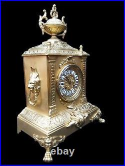 Antique Clock Large French 19th Century Victorian Ormolu Bronze Signed AD Mougin