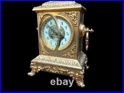 Antique Clock Large French Bronze 19th Century Signed Japy Freres Mantel Clock