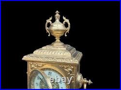 Antique Clock Large French Bronze 19th Century Signed Japy Freres Mantel Clock