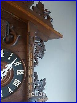 Antique Cuckoo Clock Black Forest Large Striking Carved 19th Century Circa 1870