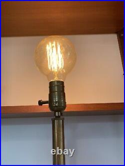 Antique Early 20th Century Large Impressive Brass And Chrome Table Lamp 62cm Hi