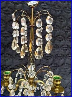 Antique French Candelabra Marble Crystal Large Early 19th Century Girandoles