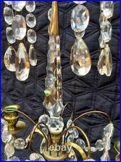 Antique French Candelabra Marble Crystal Large Early 19th Century Girandoles