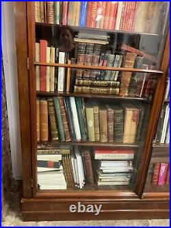 Antique Large Bookcase Walnut Period Xx Century With Glasses Blown