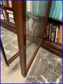 Antique Large Bookcase Walnut Period Xx Century With Glasses Blown