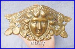 Antique Pair French Furniture Large Face Mask Brass Fittings Late 19th Century